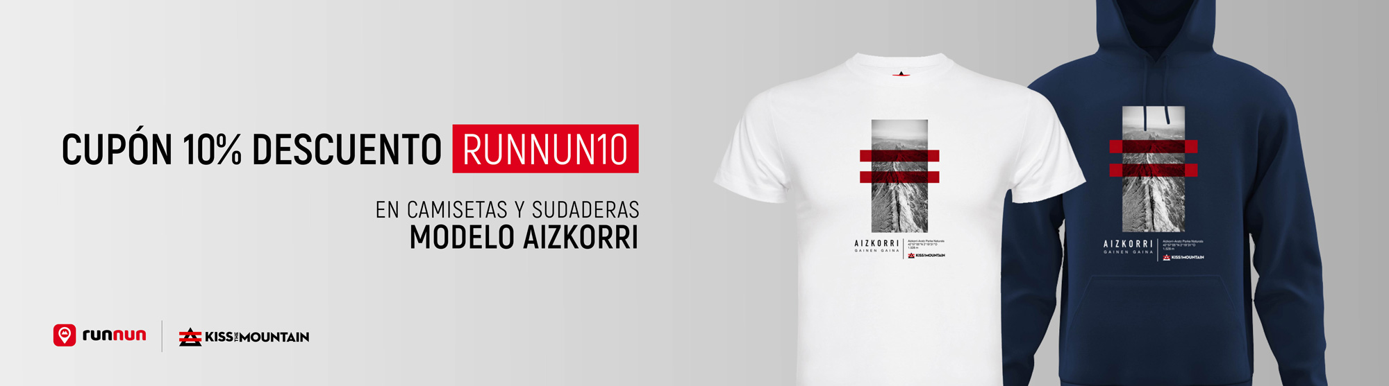 Camisetas y sudaderas inspiradas en la montaña. Modelo Aizkorri - Zegama cupon 10% de descuento Runnun